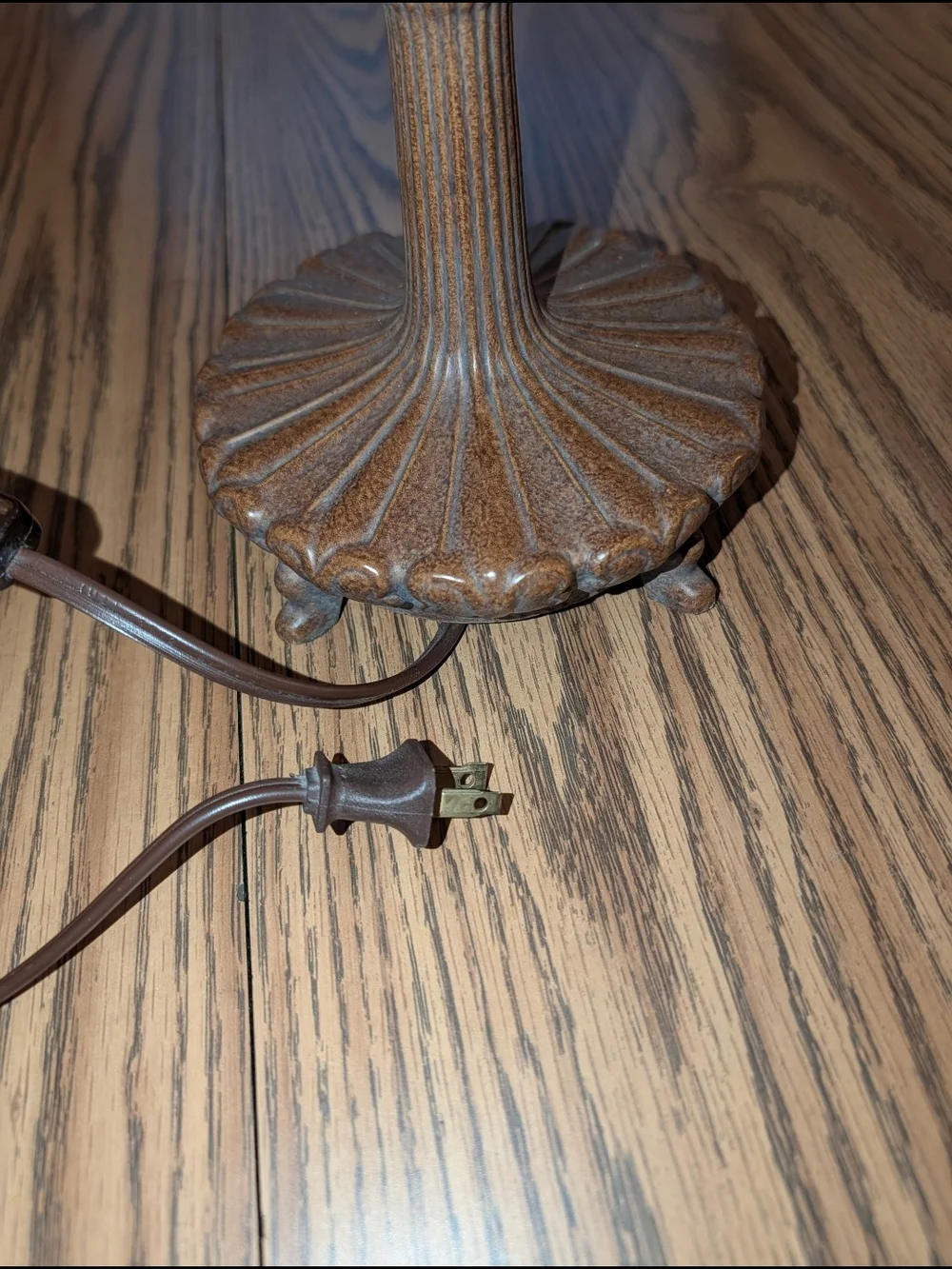 Vintage-Style Brown Table Lamp with Amber Bulb Accents